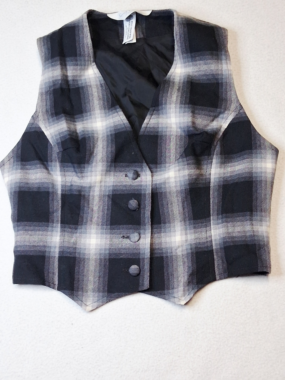 Pure Virgin Wool laid Black & White Women's Vest
